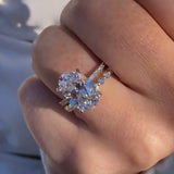 Opulent Oval Cut 4.0 ct Pave 925 Sterling Silver Wedding Ring Set