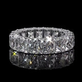 Intricate 925 Sterling Silver Radiant Cut/Round Cut Wedding Ring