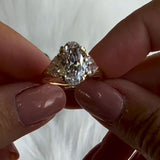 Seamless Three Stone Oval Cut 5.0ct Engagement Ring In Sterling Silver