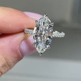 Deluxe Hidden Halo Marquise Cut 3.0ct Engagement Ring In Sterling Silver