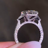 Luxurious Radiant Cut 5.0ct Three Stone Engagement Ring In Sterling Silver