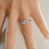 Gauzy Solarii Moissanite 2.0ct Cushion Cut 925 Sterling Silver Three Stone Engagement Ring