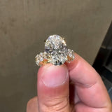 Glossy Pave Oval Cut 10ct Engagement Ring In Sterling Silver