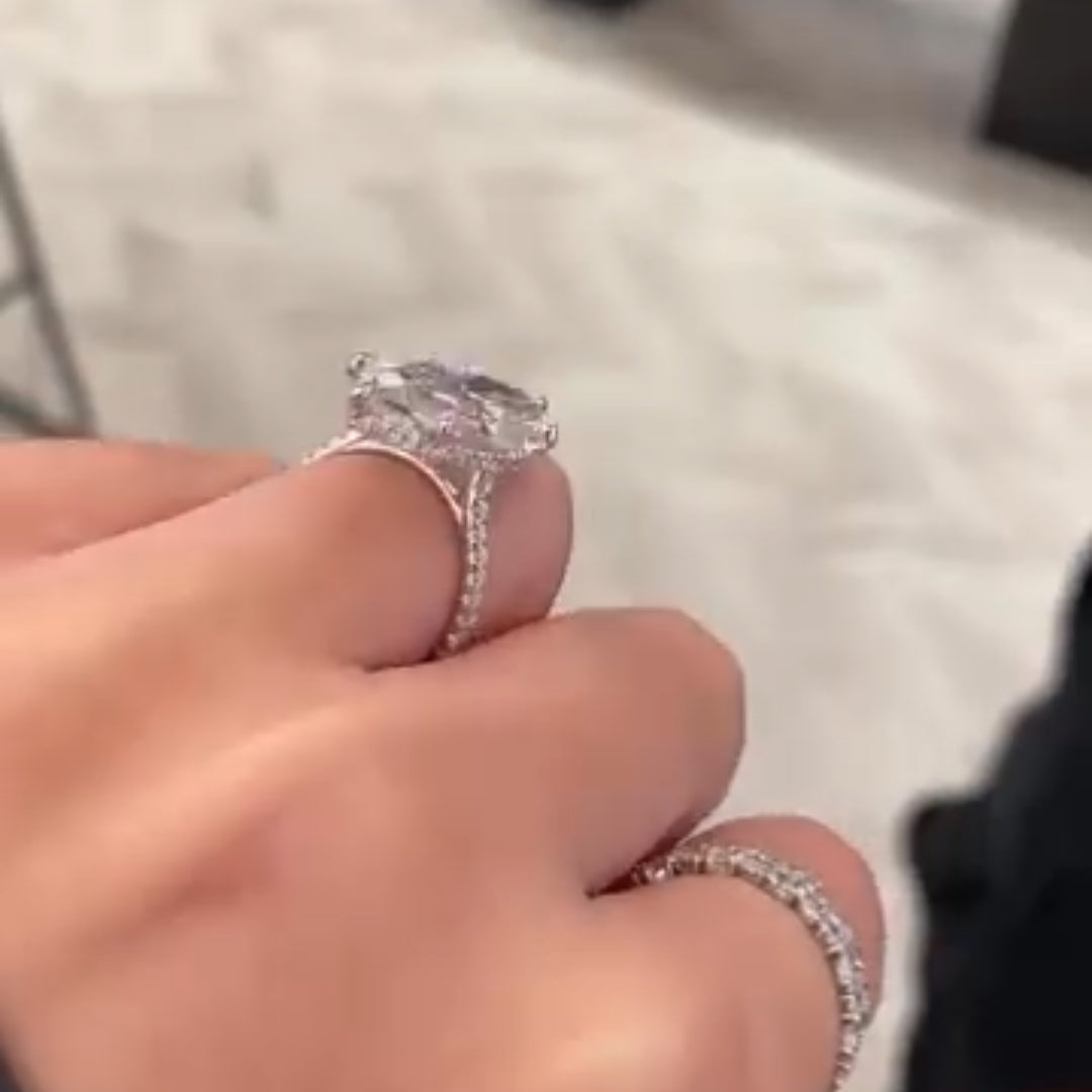 Mesmerizing Pave Marquise Cut 5.0ct Engagement Ring In Sterling Silver