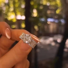 Bold Statement Round Cut 2.5ct Cigar Band Engagement Ring In Sterling Silver