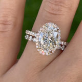Prismatic Oval Cut 4.0 ct Halo Design 925 Sterling Silver Wedding Ring Set