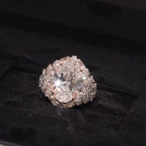 Majestic-looking Pave Oval Cut 10.0ct Engagement Ring In Sterling Silver