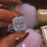 Grand Emerald Cut 4.0Ct Composite Ring 925 Sterling Silver Gold Plated Engagement Ring