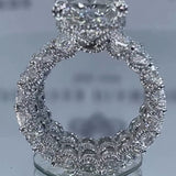 Glistening-hued Radiant Cut 5.0ct Pave 925 Sterling Silver Wedding Ring Set