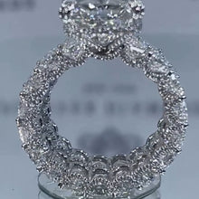 Glistening-hued Radiant Cut 5.0ct Pave 925 Sterling Silver Wedding Ring Set