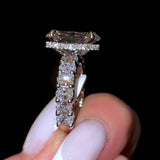 Silken Hidden Halo Oval Cut 3.0ct Engagement Ring In Sterling Silver