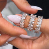 Chunky Pear Cut&Marquise Cut 22 Ct 3PC Ring 925 Sterling Silver Wedding Ring Set
