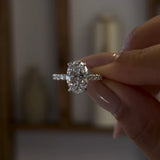 Intricate Oval Cut 4.0ct Pave Engagement Ring In Sterling Silver