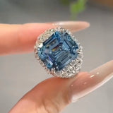 Dazzling Pave Assher Cut 12.0ct Engagement Ring In Sterling Silver