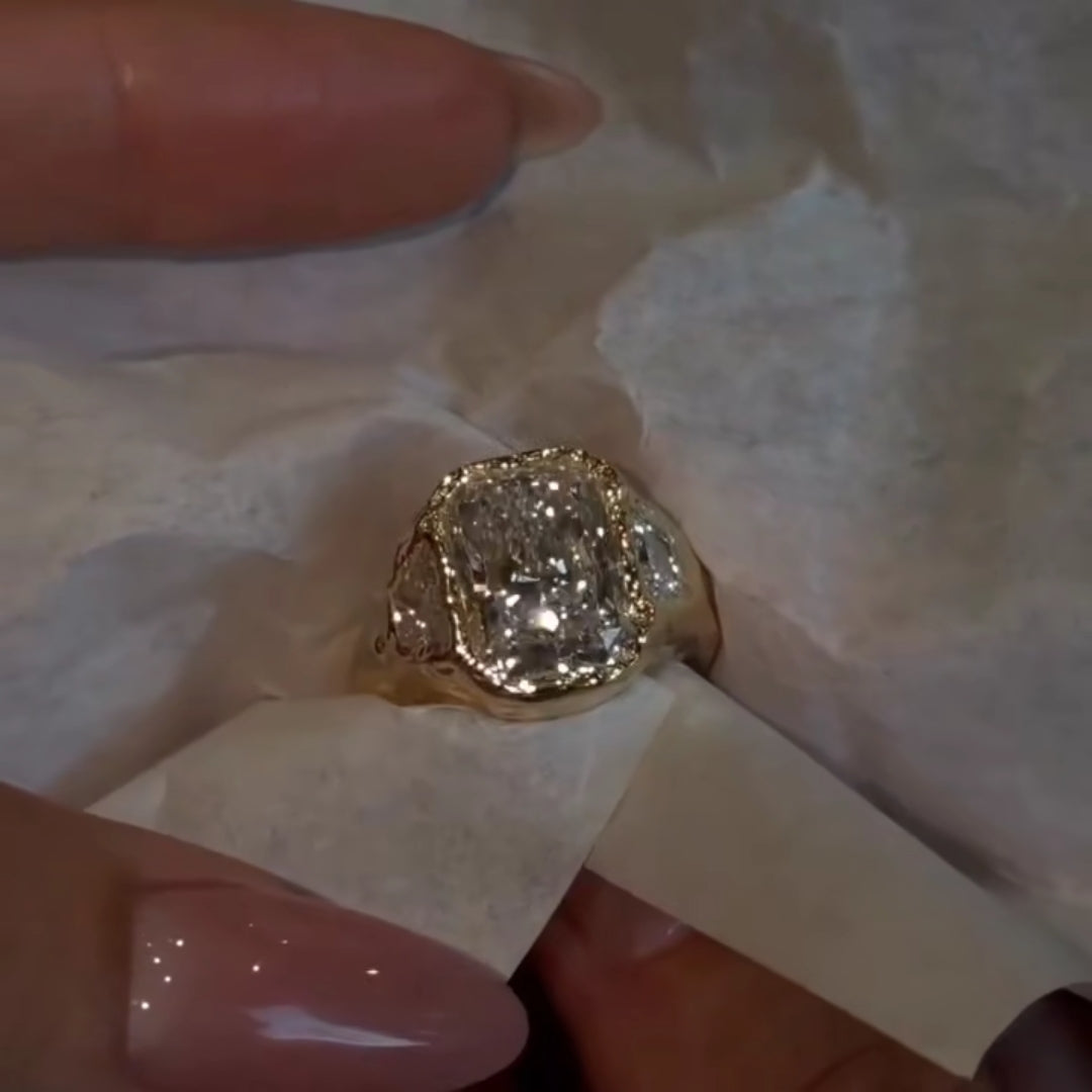 Gorgeous Three Stone Radiant Cut 6.0ct Engagement Ring In Sterling Silver