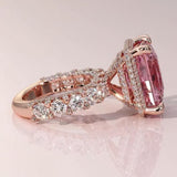 Gorgeous Radiant Cut 5.0ct Morganite Stone Pave Engagement Ring In Sterling Silver