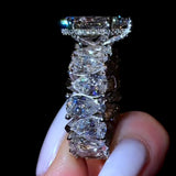 Radiant 5.0ct Pear Cut Chunky Pave Engagement Ring in Sterling Silver