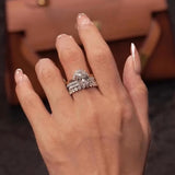 Lavish Oval Cut 5.0 Ct Solitaire 4pc Crown Stacking Wedding Ring Set 925 Sterling Silver