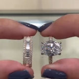 Glamorous Oval Cut 4.0ct Hidden Halo 925 Sterling Silver Wedding Ring Set