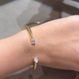 Minimalist Dainty Pear Cut Sterling Sliver Two-Stone Open Cuff Bangle