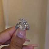 Glamorous Three-Stone Hidden Halo Oval Cut 10.0ct Engagement Ring
