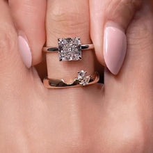 3.0ct Square Radiant Cut Engagement Ring & Curved Band Bridal Set