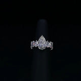 Chunky Pave Pear Cut 5.0ct Engagement Ring In Sterling Silver