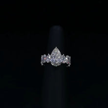 Chunky Pave Pear Cut 5.0ct Engagement Ring In Sterling Silver