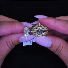 Deluxe Marquise Cut 3.0Ct Insert Ring 925 Sterling Silver Wedding Ring Set