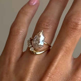 Moissanite 1.5ct Pear Cut Sterling Silver Wedding Ring Set