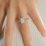 Regal Solarii Moissanite 4.0ct Radiant Cut 925 Sterling Silver Pave Engagement Ring