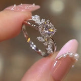 Botanical Vine Round Cut 2.0ct Engagement Ring In Sterling Silver