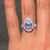 Stunning Pear Cut 4.0ct Split Shank Engagement Ring In Sterling Silver