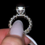 Iridescent-hued Hidden Halo Radiant Cut 5.0ct Engagement Ring In Sterling Silver