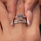 Lavish Oval Cut 5.0 Ct Solitaire 4pc Crown Stacking Wedding Ring Set 925 Sterling Silver