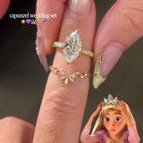 3.0ct Marquise Cut Vintage Tiara Stacking Ring Set