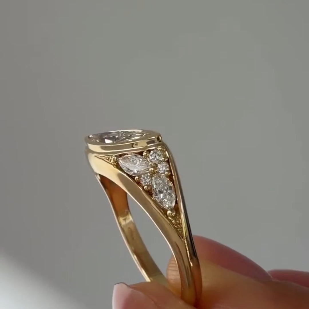 Bold East-West 1.0ct Marquise Cut Statement Ring