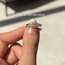 Half Pave Half Plain Bypass Open Wedding Band in Sterling Silver