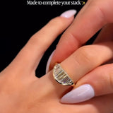 Art Deco Baguette Cut Half Moon Statement Ring