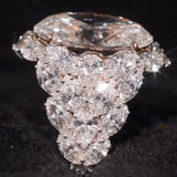 Majestic-looking Pave Oval Cut 10.0ct Engagement Ring In Sterling Silver