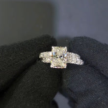 Radiant Cut 5.0ct Double Pink Hidden Halo 2PC Bridal Set in Sterling Silver