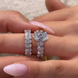 Exquisite 5.0ct Oval Cut Double Eternity Band 2PC Wedding Ring Set in Sterling Silver