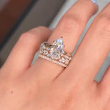 Elevated Marquise Cut 1.0 Ct Solitaire 925 Sterling Silver Wedding Ring Set