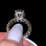 Silken Hidden Halo Oval Cut 3.0ct Engagement Ring In Sterling Silver