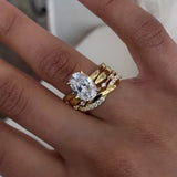 Starlit Oval Cut 5.0 Ct 4PC Ring 925 Sterling Silver Wedding Ring Set