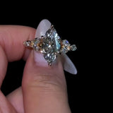 Starlit Side Stone Marquise Cut 3.0ct Engagement Ring In Sterling Silver