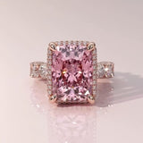 Gorgeous Radiant Cut 5.0ct Morganite Stone Pave Engagement Ring In Sterling Silver