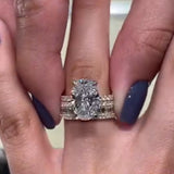 Glamorous Oval Cut 4.0ct Hidden Halo 925 Sterling Silver Wedding Ring Set