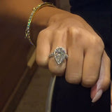 Moonlit-inspired Halo Design Pear Cut 5.0ct Engagement Ring In Sterling Silver