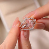 Deluxe-styled 4.0CT Pear Cut Insert Wedding Ring Set In Sterling Silver